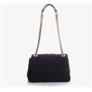 TORY BURCH Fleming soft bouclé tweed small convertible crossbody bag -Black